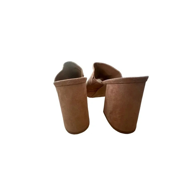 Urban Outfitters Taupe Faux Suede Platform Block‎ Heel Slip On Mule Sandals 10M - Picture 8 of 8